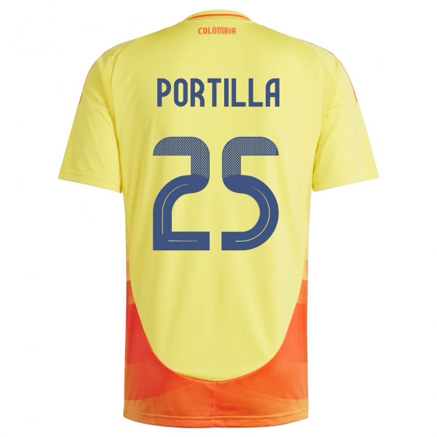 Niño Camiseta Colombia Juan Portilla #25 Amarillo 1ª Equipación 24-26 La Camisa