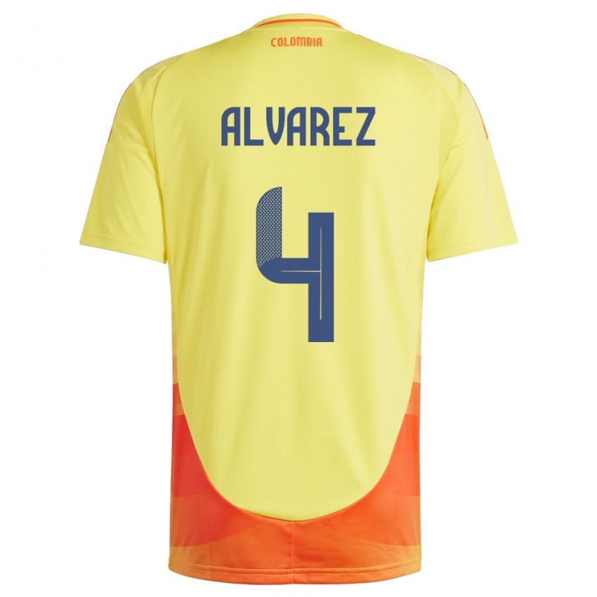 Niño Camiseta Colombia Fernando Álvarez #4 Amarillo 1ª Equipación 24-26 La Camisa