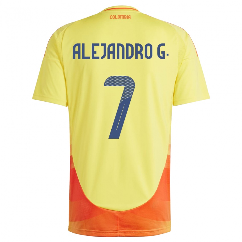 Niño Camiseta Colombia Alejandro García #7 Amarillo 1ª Equipación 24-26 La Camisa