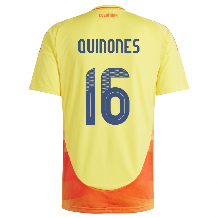 Niño Camiseta Colombia Nelson Quiñónes #16 Amarillo 1ª Equipación 24-26 La Camisa