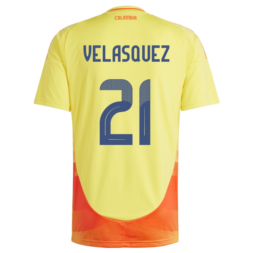 Niño Camiseta Colombia Samuel Velásquez #21 Amarillo 1ª Equipación 24-26 La Camisa