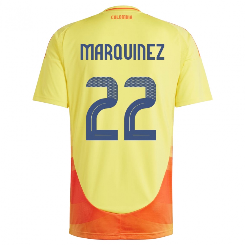 Niño Camiseta Colombia Luis Marquinez #22 Amarillo 1ª Equipación 24-26 La Camisa