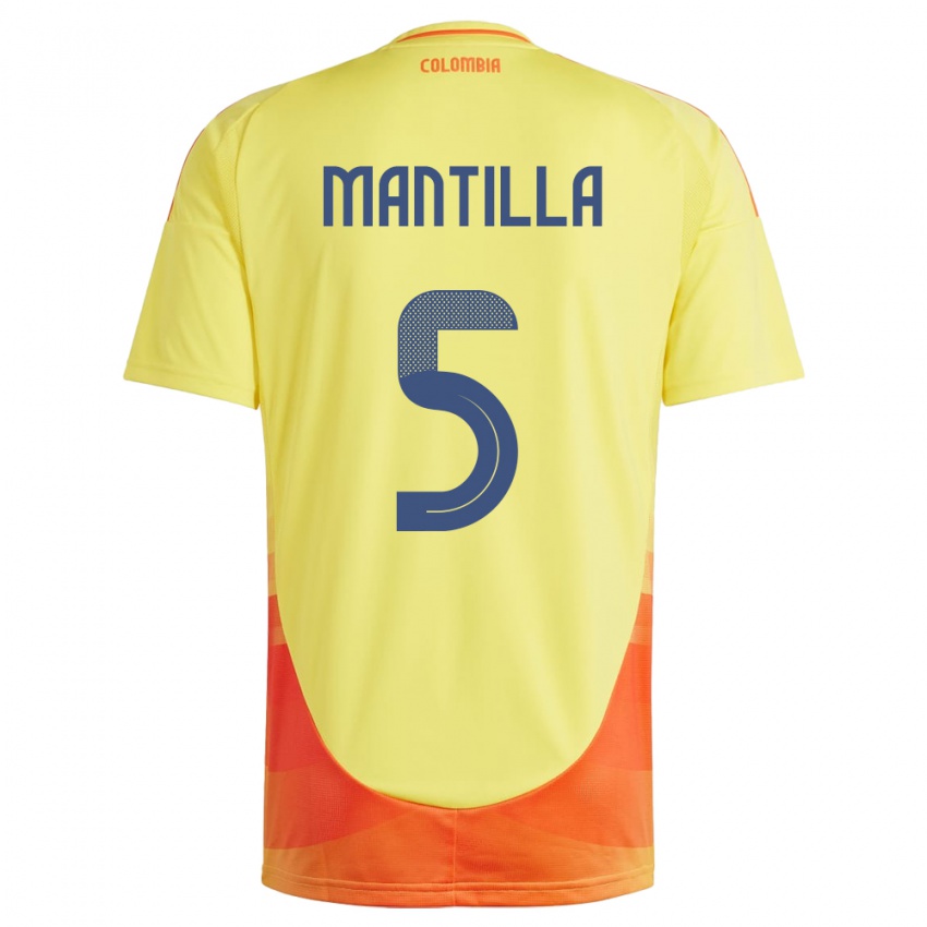 Niño Camiseta Colombia Kevin Mantilla #5 Amarillo 1ª Equipación 24-26 La Camisa