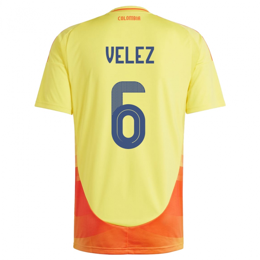 Niño Camiseta Colombia Jhon Vélez #6 Amarillo 1ª Equipación 24-26 La Camisa