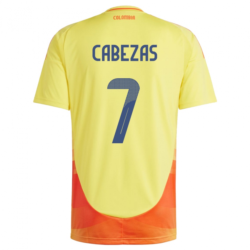 Niño Camiseta Colombia Jorge Cabezas #7 Amarillo 1ª Equipación 24-26 La Camisa