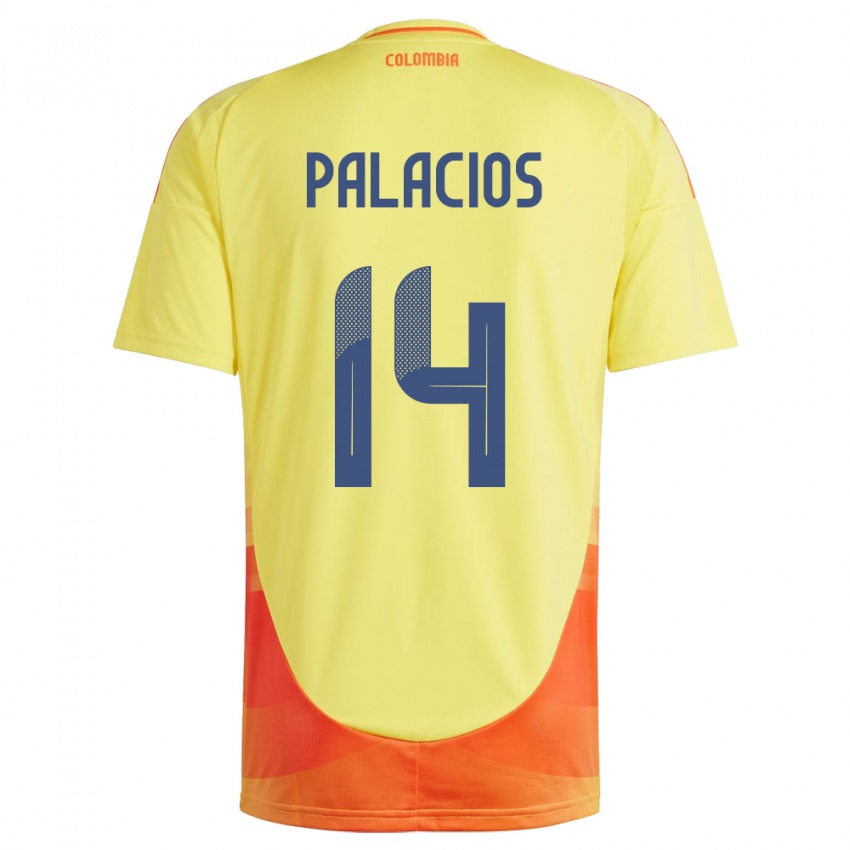 Niño Camiseta Colombia Julián Palacios #14 Amarillo 1ª Equipación 24-26 La Camisa