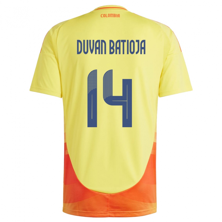 Niño Camiseta Colombia Andy Duván Batioja #14 Amarillo 1ª Equipación 24-26 La Camisa