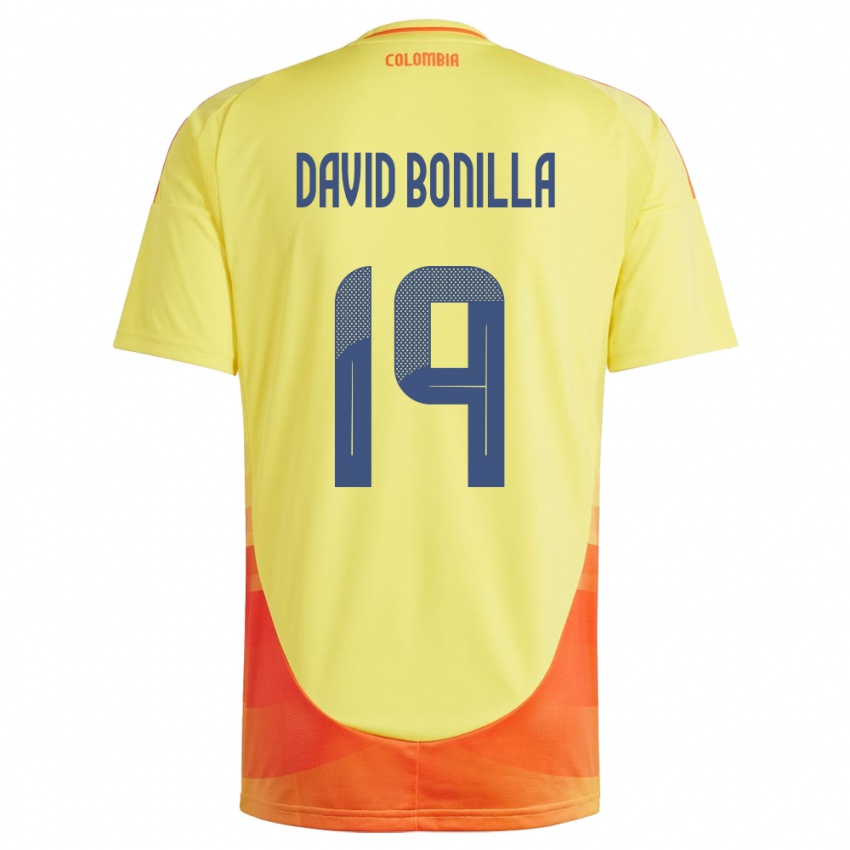 Niño Camiseta Colombia Juan David Bonilla #19 Amarillo 1ª Equipación 24-26 La Camisa