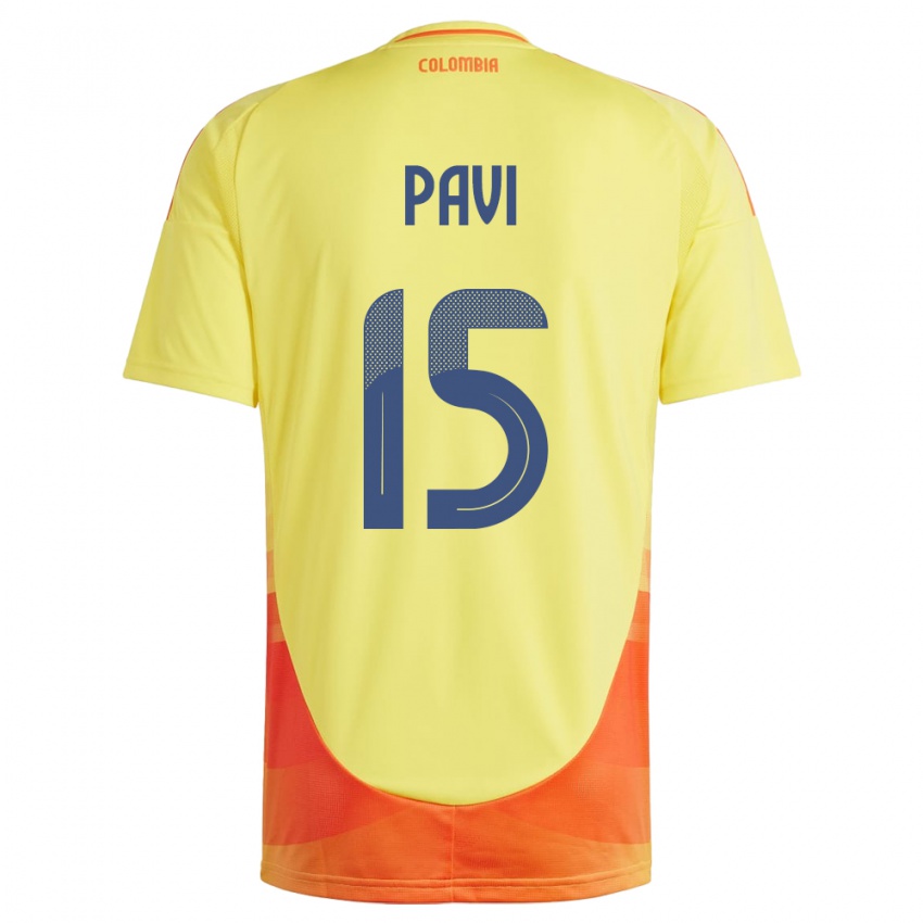 Niño Camiseta Colombia Manuela Paví #15 Amarillo 1ª Equipación 24-26 La Camisa