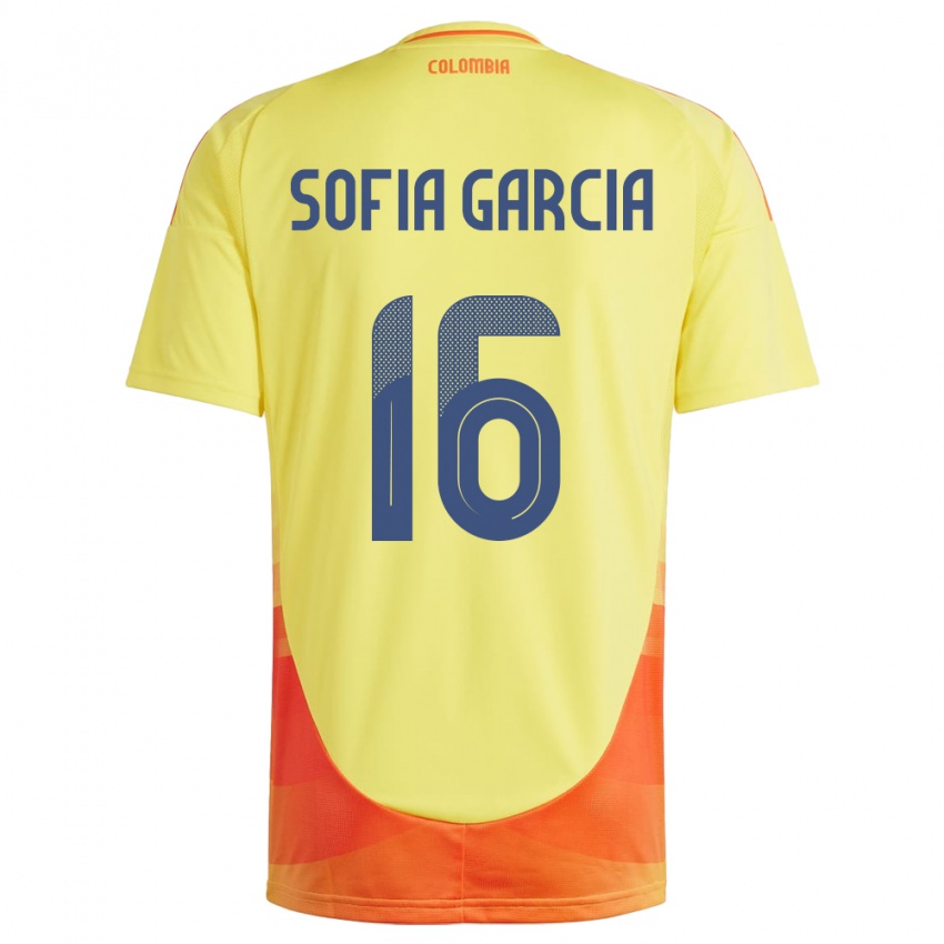 Niño Camiseta Colombia Sofía García #16 Amarillo 1ª Equipación 24-26 La Camisa