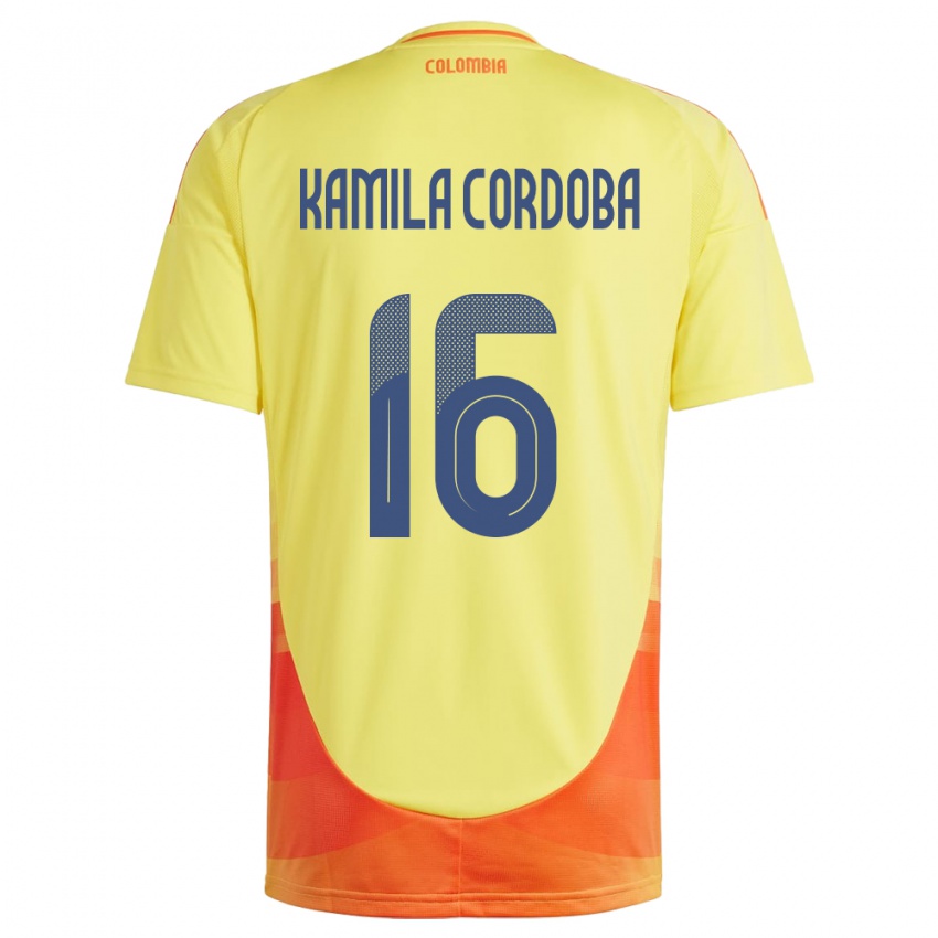 Niño Camiseta Colombia Sara Kamila Córdoba #16 Amarillo 1ª Equipación 24-26 La Camisa