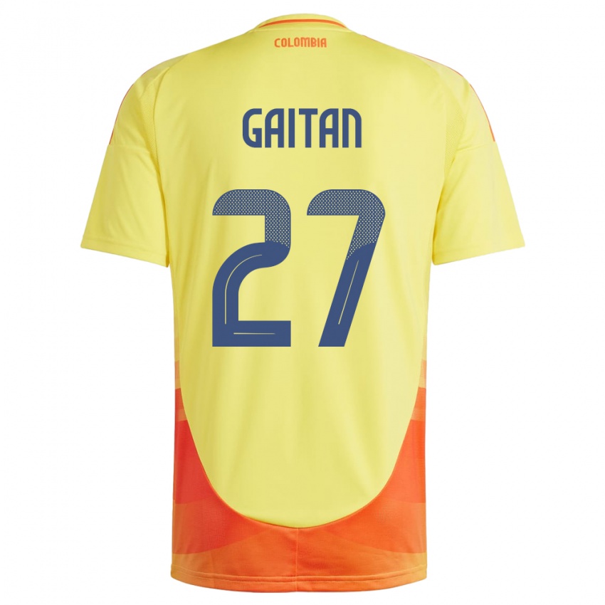 Niño Camiseta Colombia Natalia Gaitán #27 Amarillo 1ª Equipación 24-26 La Camisa