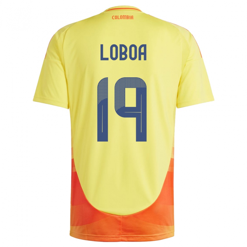 Niño Camiseta Colombia Valerin Loboa #19 Amarillo 1ª Equipación 24-26 La Camisa