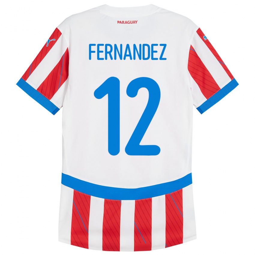 Niño Camiseta Paraguay Gatito Fernández #12 Blanco Rojo 1ª Equipación 24-26 La Camisa