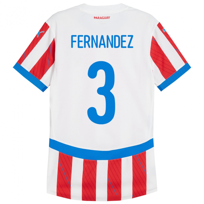 Niño Camiseta Paraguay Roberto Fernández #3 Blanco Rojo 1ª Equipación 24-26 La Camisa