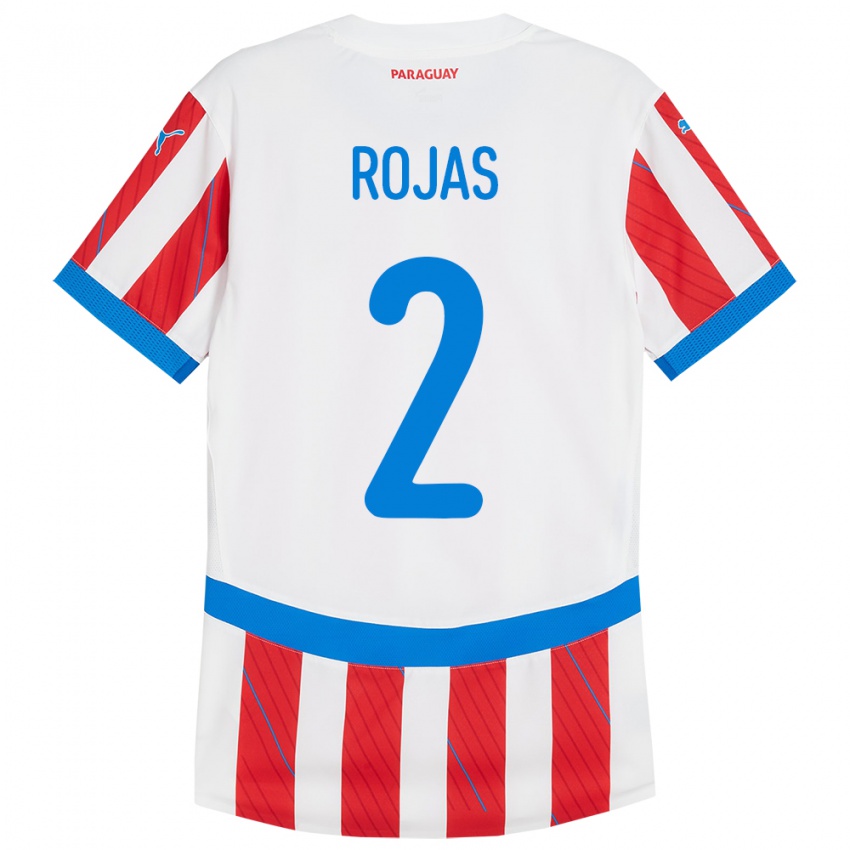 Niño Camiseta Paraguay Robert Rojas #2 Blanco Rojo 1ª Equipación 24-26 La Camisa