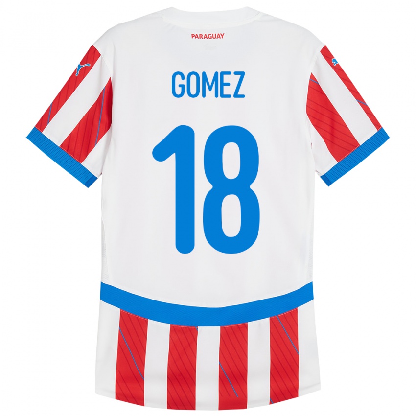 Niño Camiseta Paraguay Diego Gómez #18 Blanco Rojo 1ª Equipación 24-26 La Camisa