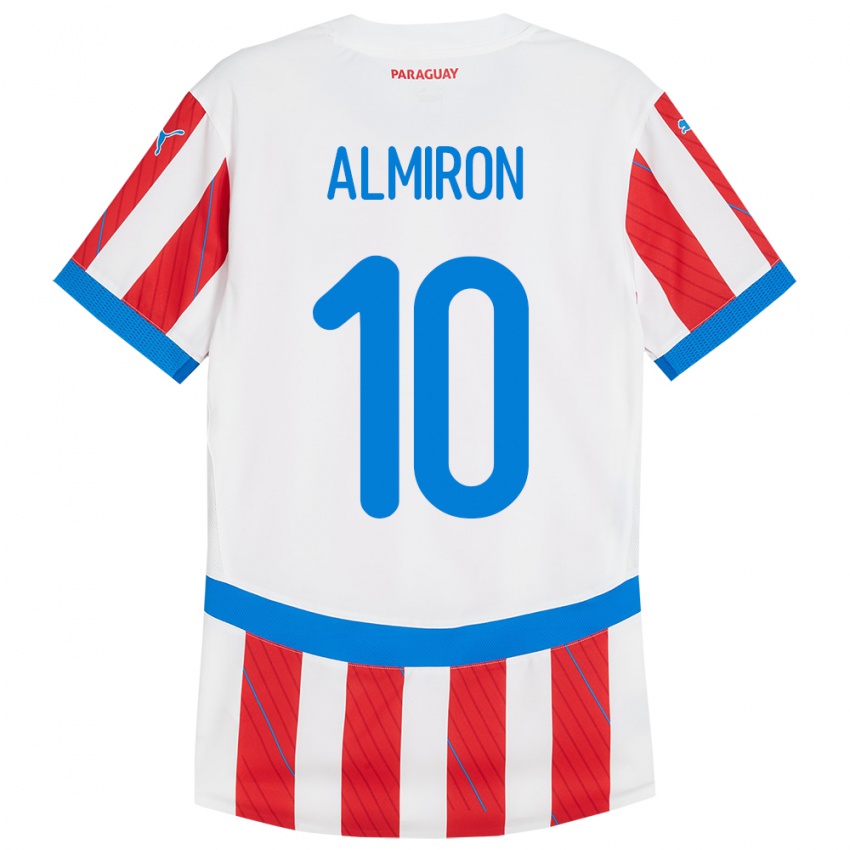 Niño Camiseta Paraguay Miguel Almirón #10 Blanco Rojo 1ª Equipación 24-26 La Camisa