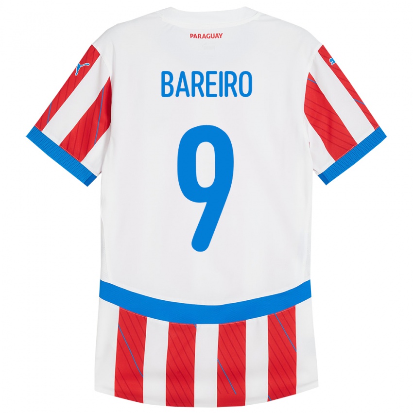 Niño Camiseta Paraguay Adam Bareiro #9 Blanco Rojo 1ª Equipación 24-26 La Camisa