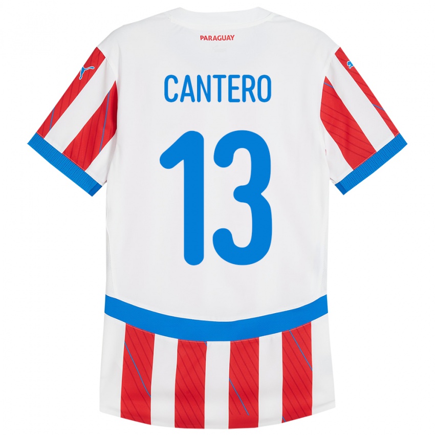 Niño Camiseta Paraguay Alexis Cantero #13 Blanco Rojo 1ª Equipación 24-26 La Camisa