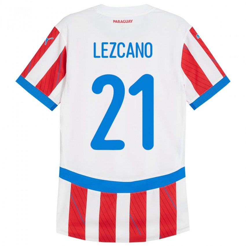 Niño Camiseta Paraguay Rubén Lezcano #21 Blanco Rojo 1ª Equipación 24-26 La Camisa