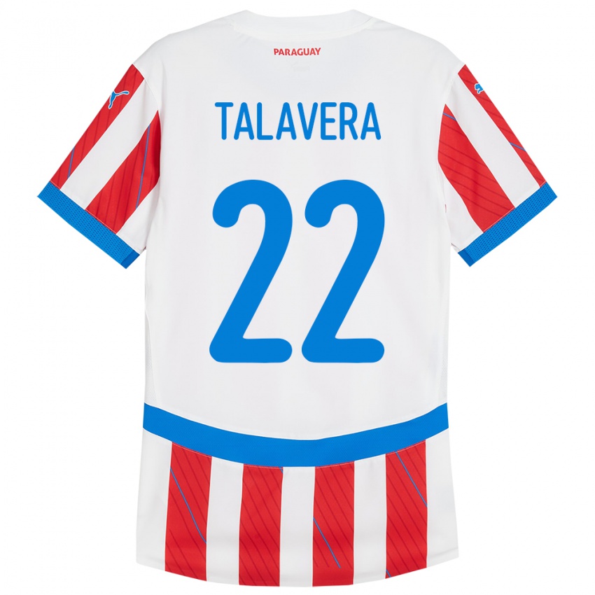 Niño Camiseta Paraguay Javier Talavera #22 Blanco Rojo 1ª Equipación 24-26 La Camisa