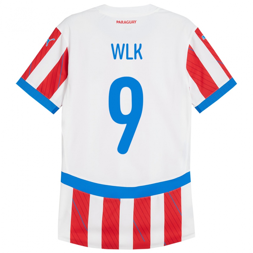 Niño Camiseta Paraguay Allan Wlk #9 Blanco Rojo 1ª Equipación 24-26 La Camisa