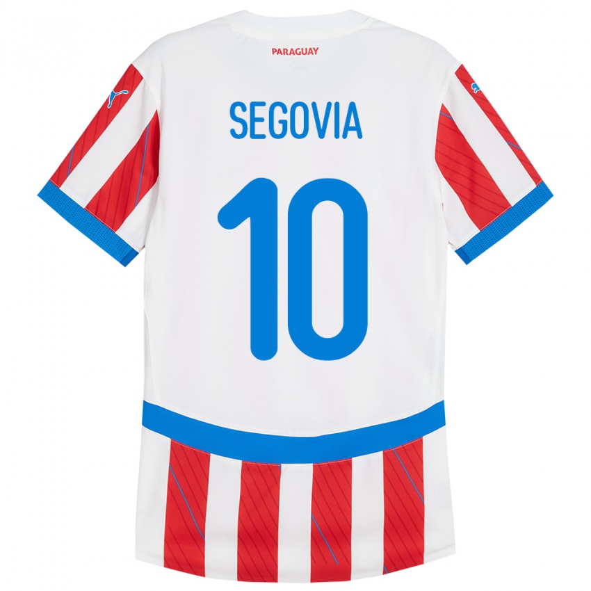 Niño Camiseta Paraguay Matías Segovia #10 Blanco Rojo 1ª Equipación 24-26 La Camisa