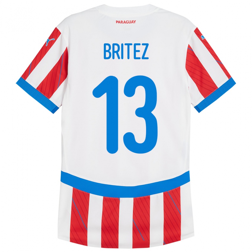 Niño Camiseta Paraguay Abel Brítez #13 Blanco Rojo 1ª Equipación 24-26 La Camisa