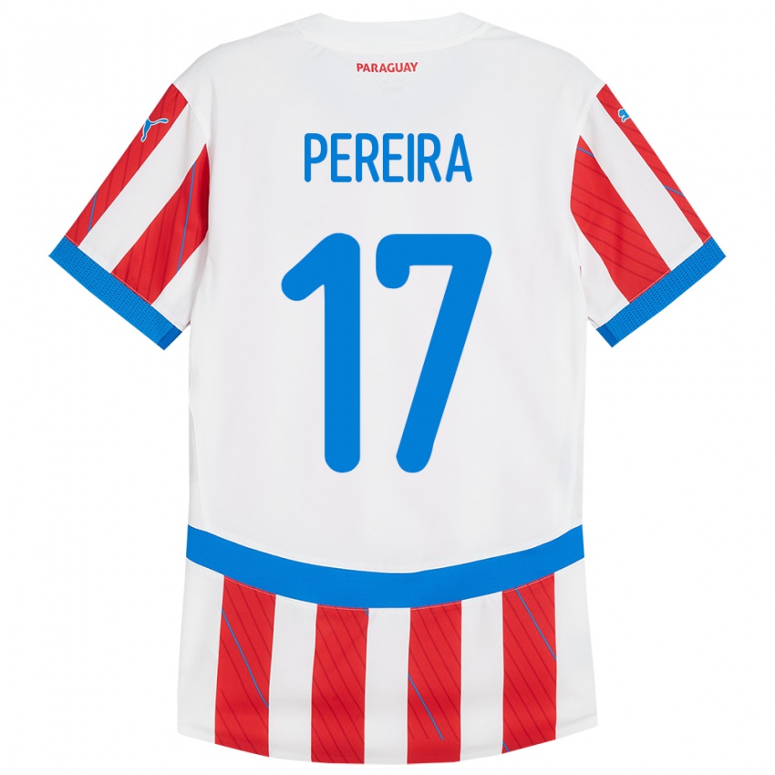 Niño Camiseta Paraguay Kevin Pereira #17 Blanco Rojo 1ª Equipación 24-26 La Camisa