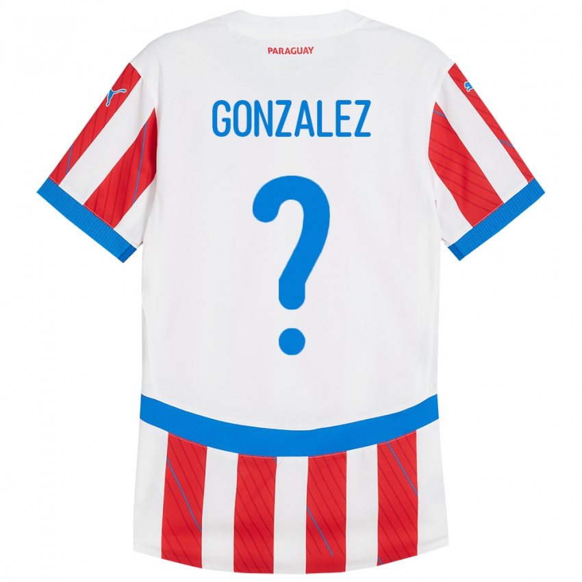 Niño Camiseta Paraguay Antonio González #0 Blanco Rojo 1ª Equipación 24-26 La Camisa