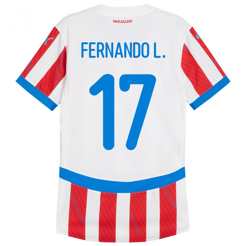 Niño Camiseta Paraguay Fernando Leguizamón #17 Blanco Rojo 1ª Equipación 24-26 La Camisa