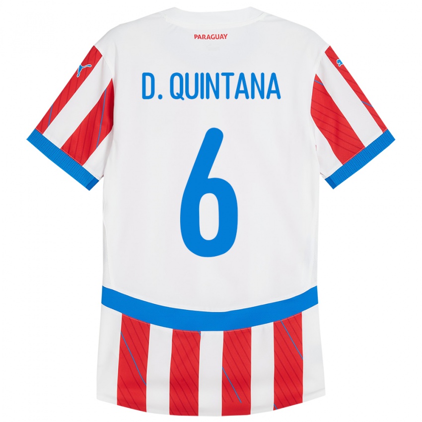 Niño Camiseta Paraguay Dulce Quintana #6 Blanco Rojo 1ª Equipación 24-26 La Camisa