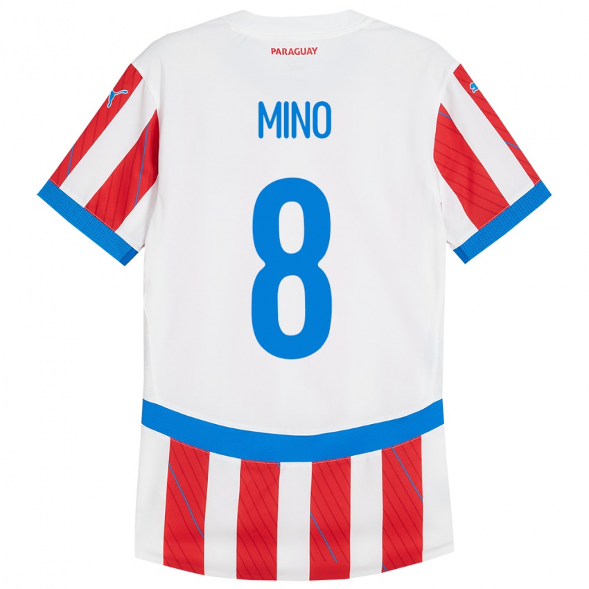 Niño Camiseta Paraguay Rosa Miño #8 Blanco Rojo 1ª Equipación 24-26 La Camisa