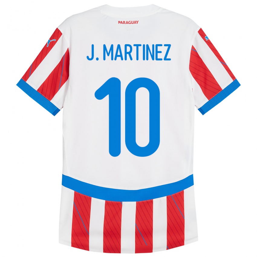 Niño Camiseta Paraguay Jessica Martínez #10 Blanco Rojo 1ª Equipación 24-26 La Camisa