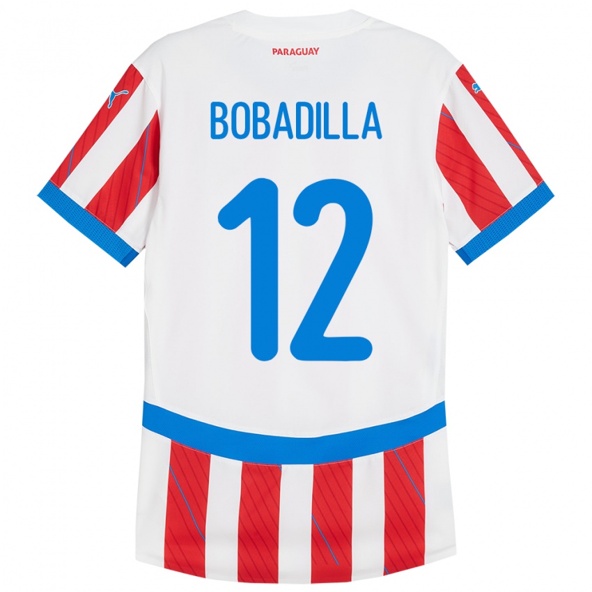 Niño Camiseta Paraguay Alicia Bobadilla #12 Blanco Rojo 1ª Equipación 24-26 La Camisa