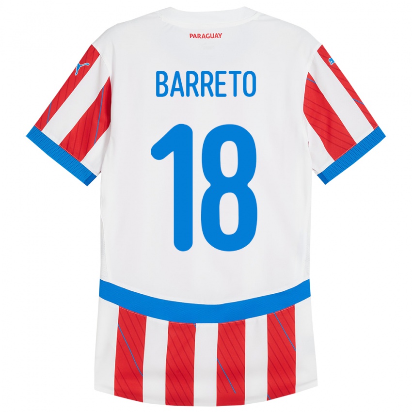 Niño Camiseta Paraguay Liz Barreto #18 Blanco Rojo 1ª Equipación 24-26 La Camisa