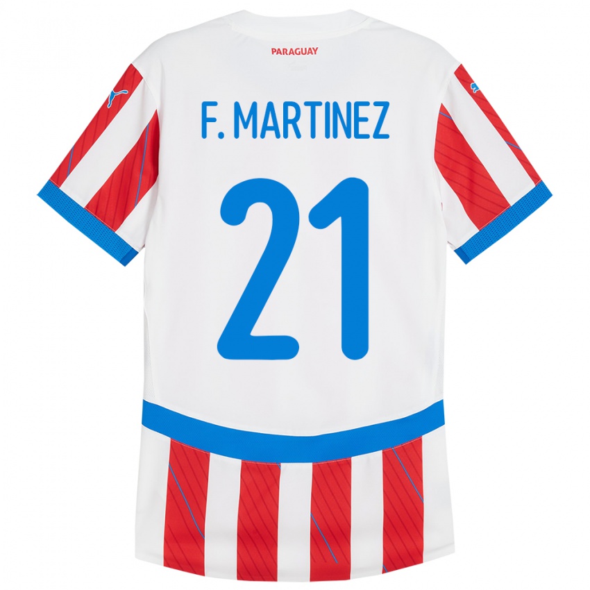 Niño Camiseta Paraguay Fiorela Martínez #21 Blanco Rojo 1ª Equipación 24-26 La Camisa