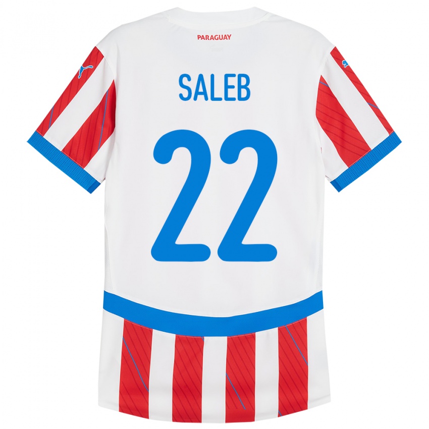 Niño Camiseta Paraguay Gloria Saleb #22 Blanco Rojo 1ª Equipación 24-26 La Camisa