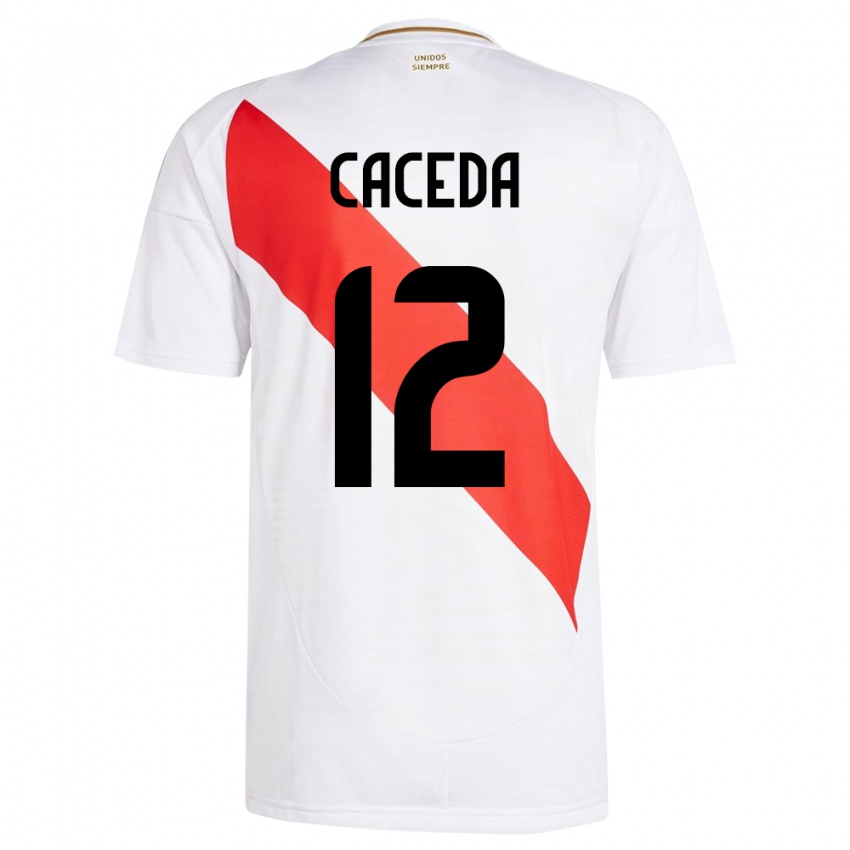 Niño Camiseta Perú Carlos Cáceda #12 Blanco 1ª Equipación 24-26 La Camisa