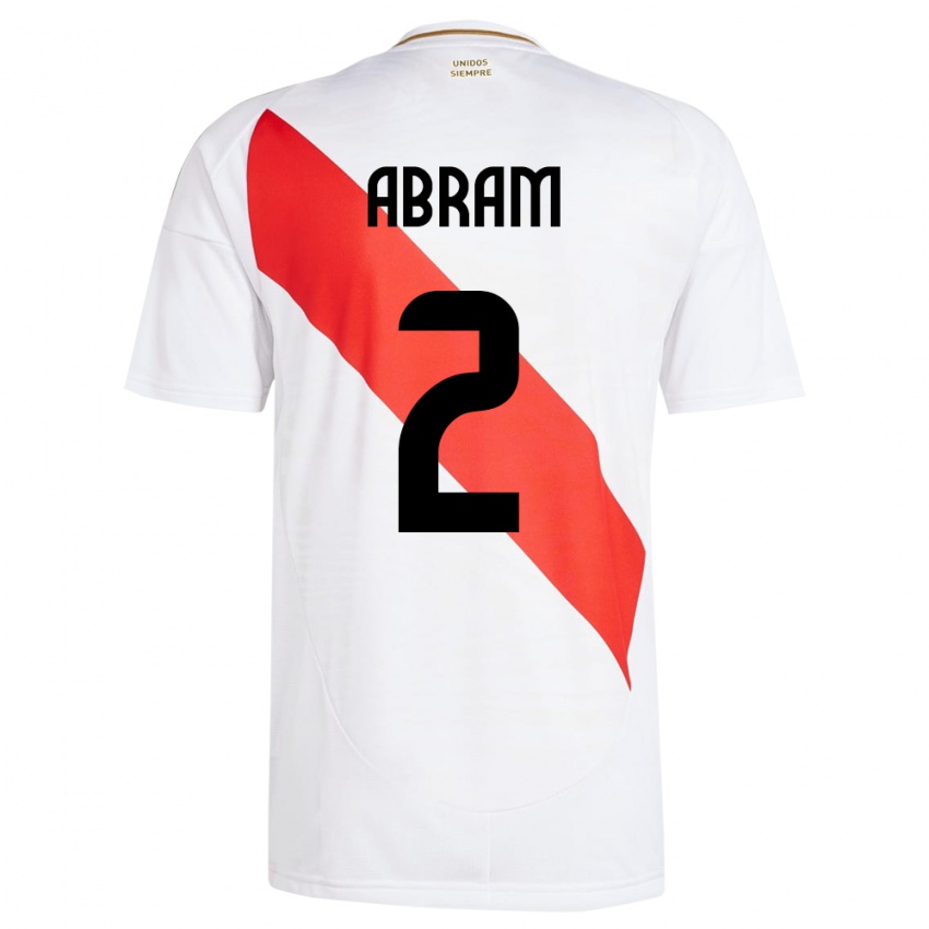 Niño Camiseta Perú Luis Abram #2 Blanco 1ª Equipación 24-26 La Camisa