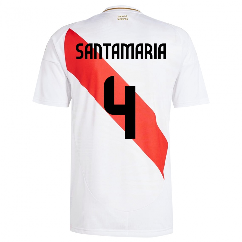 Niño Camiseta Perú Anderson Santamaría #4 Blanco 1ª Equipación 24-26 La Camisa