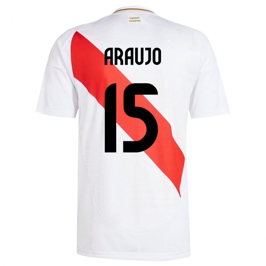 Niño Camiseta Perú Miguel Araujo #15 Blanco 1ª Equipación 24-26 La Camisa