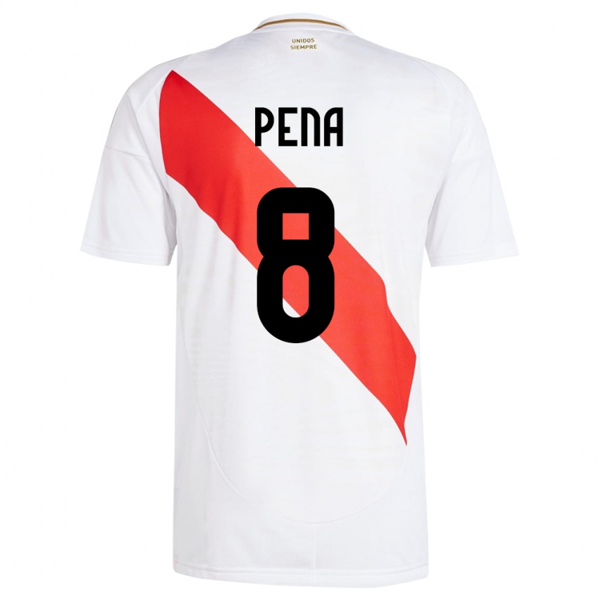 Niño Camiseta Perú Sergio Peña #8 Blanco 1ª Equipación 24-26 La Camisa
