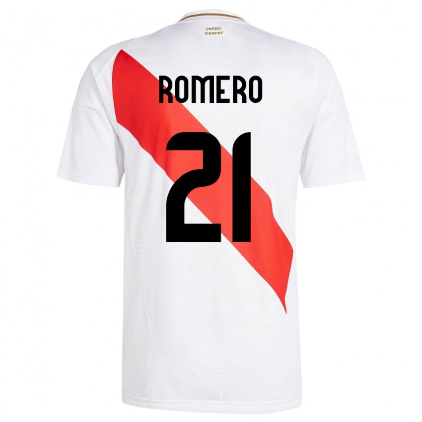 Niño Camiseta Perú Diego Romero #21 Blanco 1ª Equipación 24-26 La Camisa