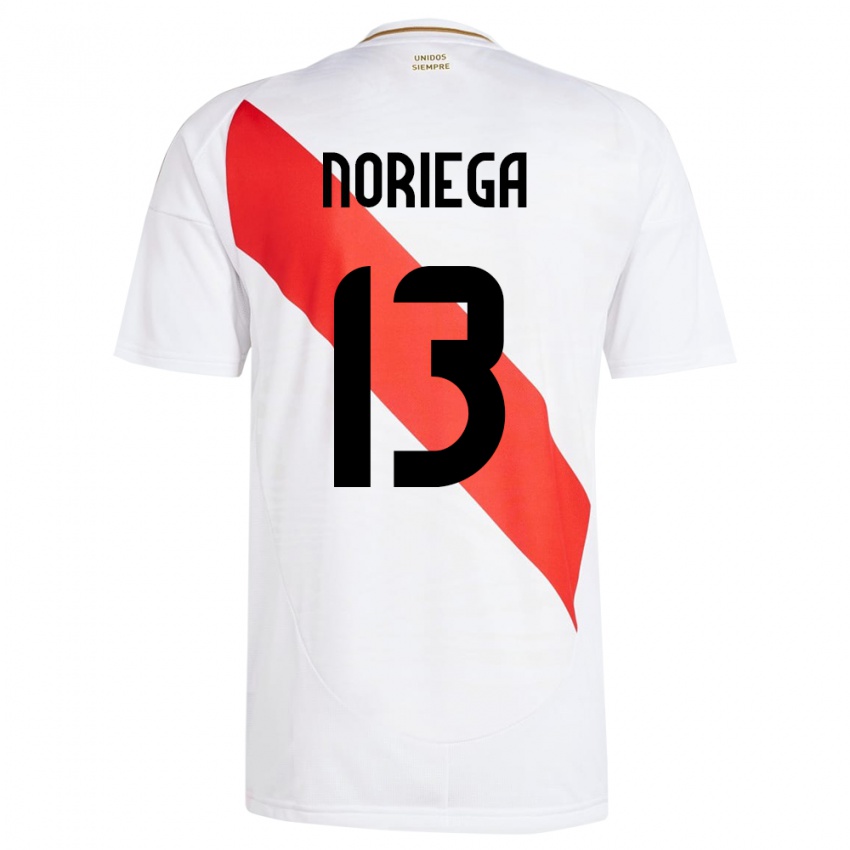 Niño Camiseta Perú Erick Noriega #13 Blanco 1ª Equipación 24-26 La Camisa