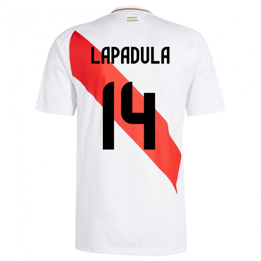 Niño Camiseta Perú Gianluca Lapadula #14 Blanco 1ª Equipación 24-26 La Camisa