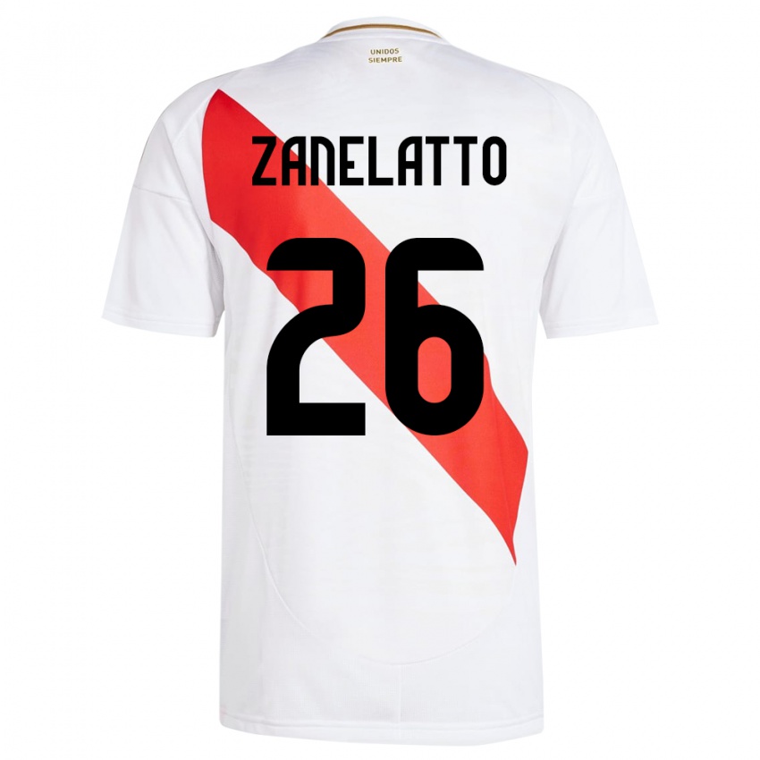 Niño Camiseta Perú Franco Zanelatto #26 Blanco 1ª Equipación 24-26 La Camisa