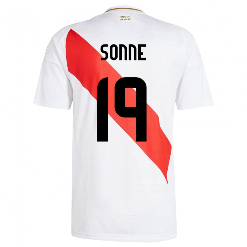 Niño Camiseta Perú Oliver Sonne #19 Blanco 1ª Equipación 24-26 La Camisa