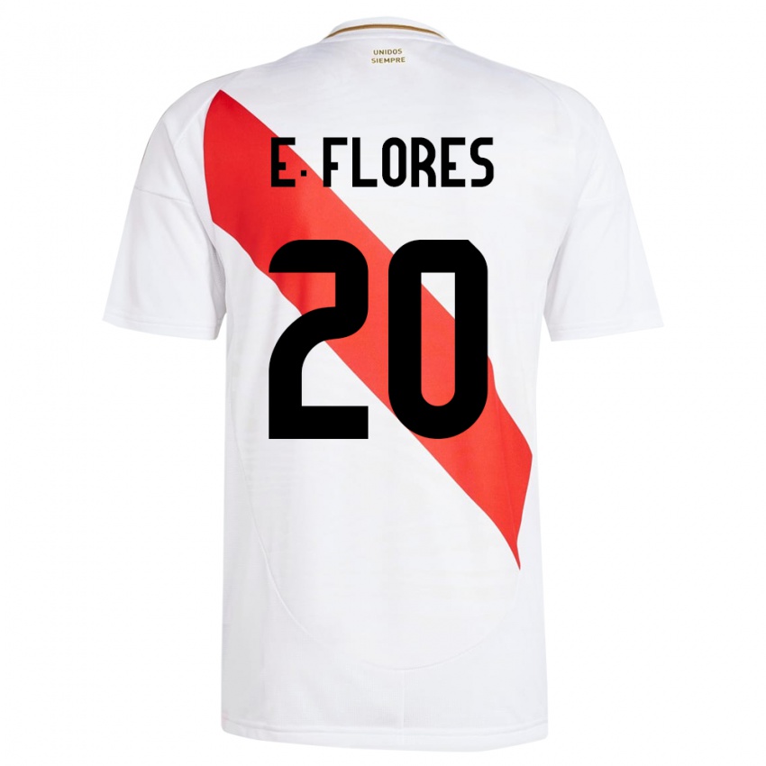 Niño Camiseta Perú Edison Flores #20 Blanco 1ª Equipación 24-26 La Camisa